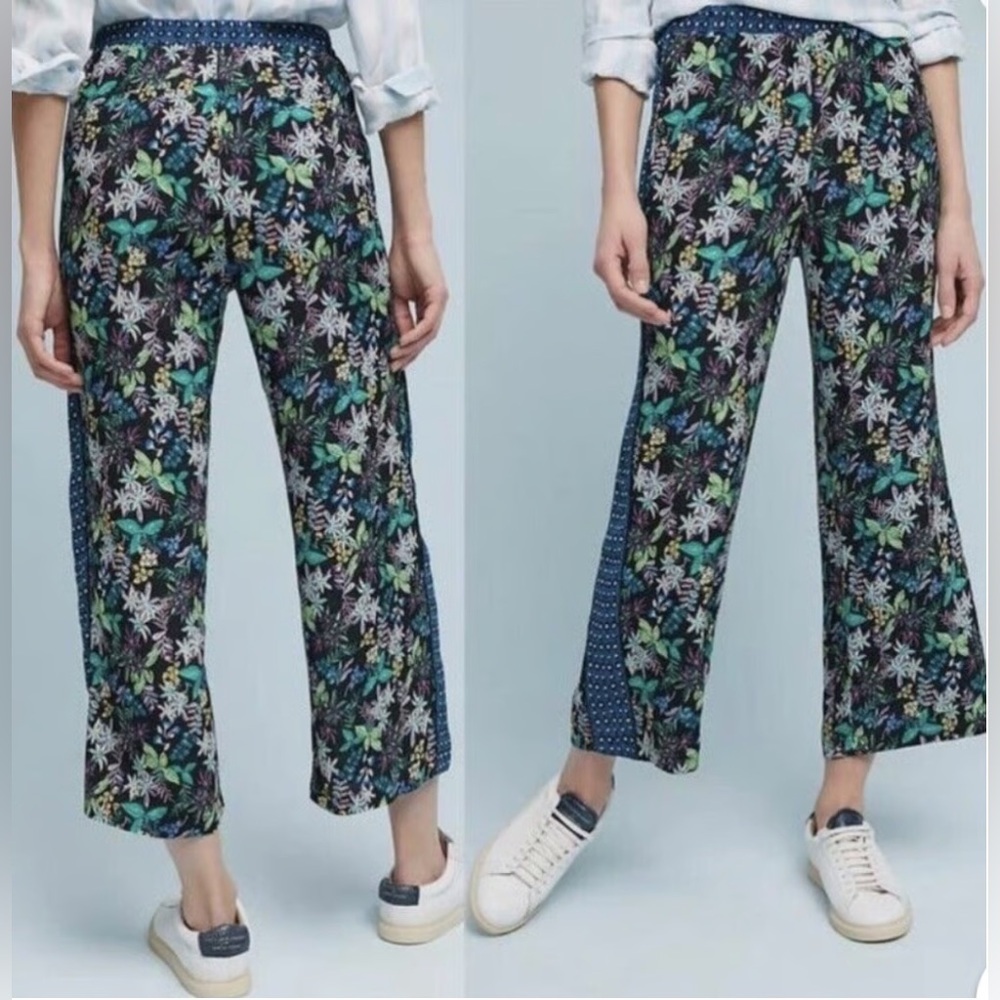 Ett:Twa by Anthropologie Rousseau Floral Crop Pants Boho Trousers sz M Hippie